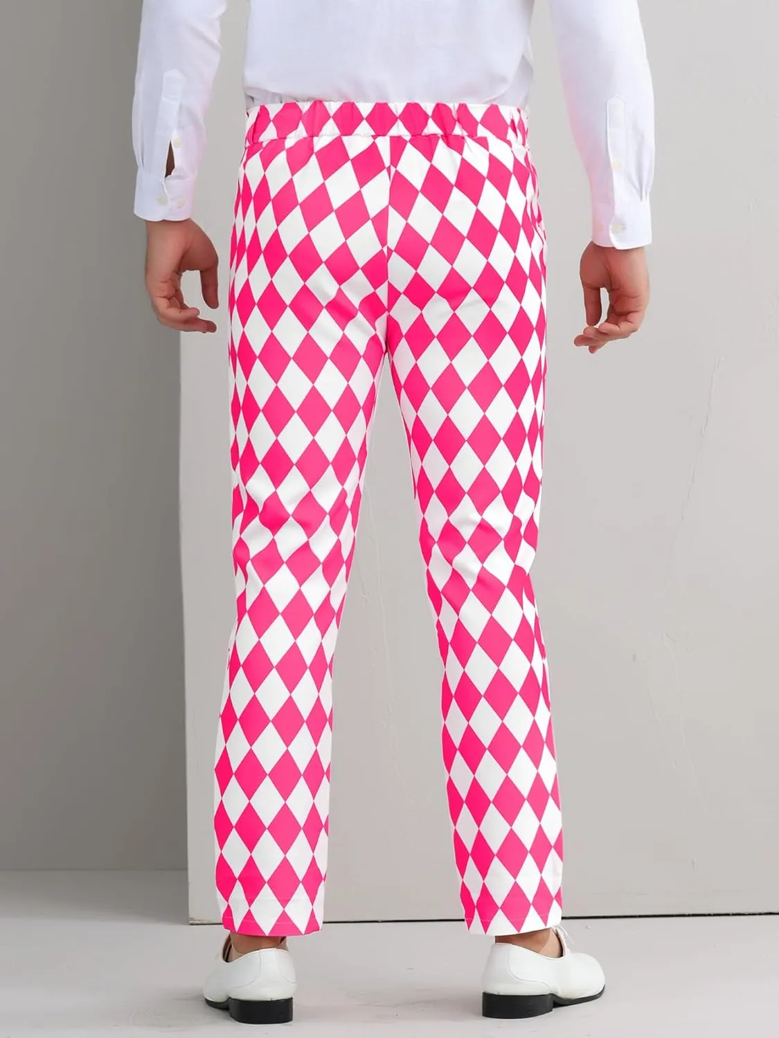 Lars Amadeus Printed Dress Pants for Men's Regular Fit Flat Front Business Suit Trousers