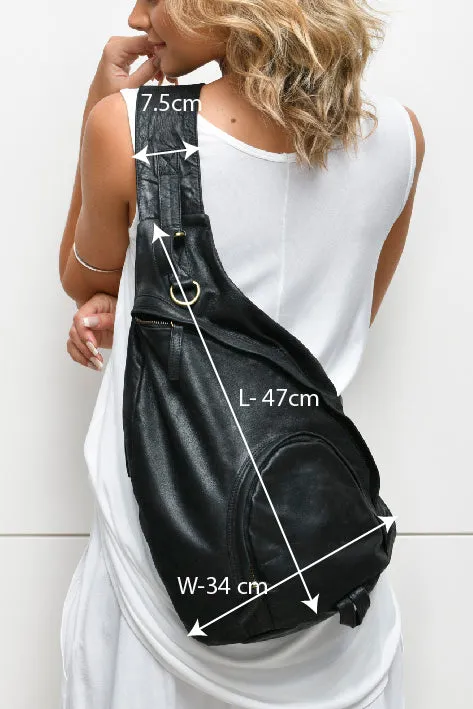 Leather cross body back pack - Unisex