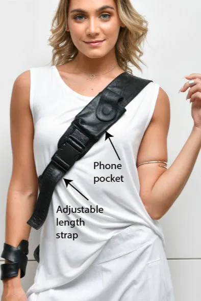 Leather cross body back pack - Unisex