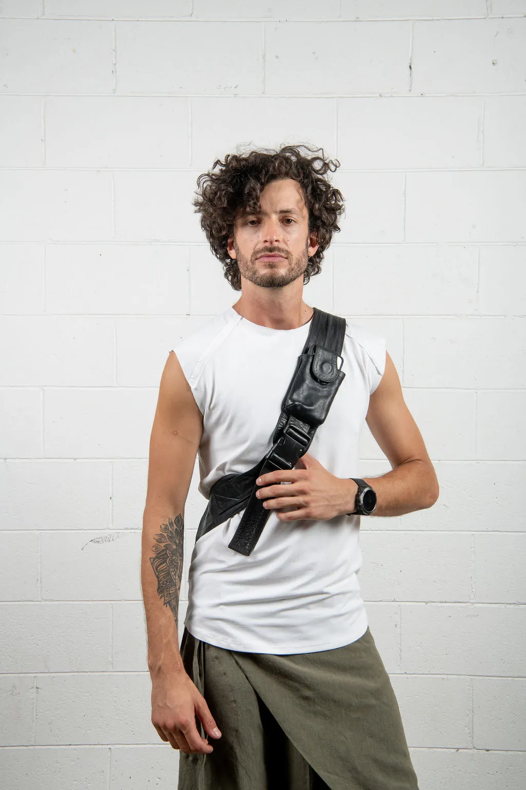 Leather cross body back pack - Unisex