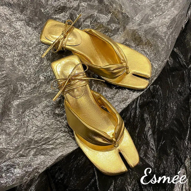 Leather High Heel Sandals with Cloven Design