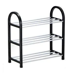LEHUO HOME 3 Tier Entryway Shoe Rack/Shoe Storage Organizer/Plastic Steel Tube Assembled Shelves - Hold 6 Pairs of Shoes - 16.54 x 7.87 x 16.54''