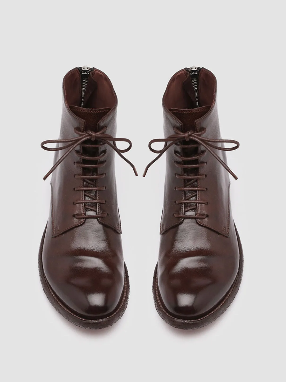 LEXIKON 123 - Burgundy Zipped Leather Ankle Boots
