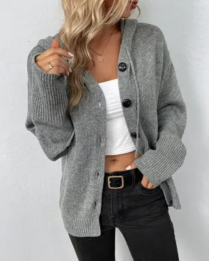 Lucia | Solid-Coloured Hooded Cardigan with Drawstrings