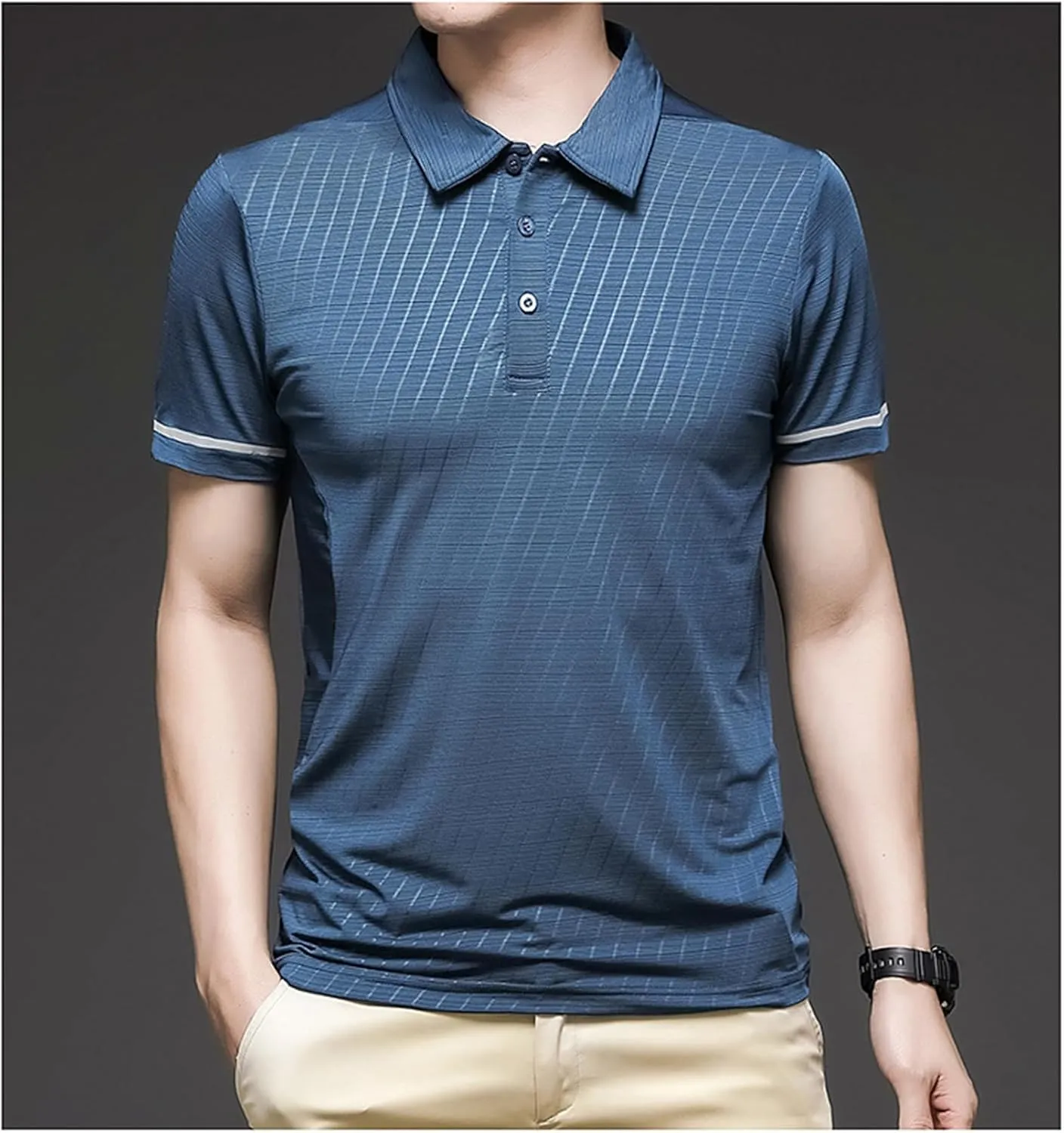 Mens Business Polo Shirt Summer Slim fit Quick Dry Short Sleeve Golf T-Shirts Athletic Tees M-4XL