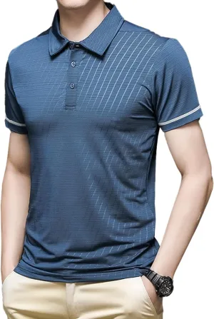 Mens Business Polo Shirt Summer Slim fit Quick Dry Short Sleeve Golf T-Shirts Athletic Tees M-4XL