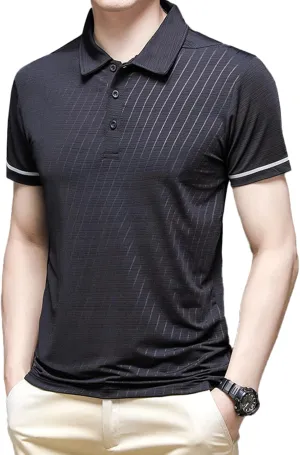 Mens Business Polo Shirt Summer Slim fit Quick Dry Short Sleeve Golf T-Shirts Athletic Tees M-4XL