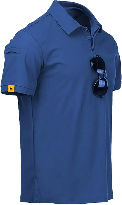 Men's Button Up Solid Color Dri Fit Golf Polo Shirt-ZPK011132