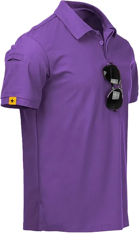 Men's Button Up Solid Color Dri Fit Golf Polo Shirt-ZPK011132