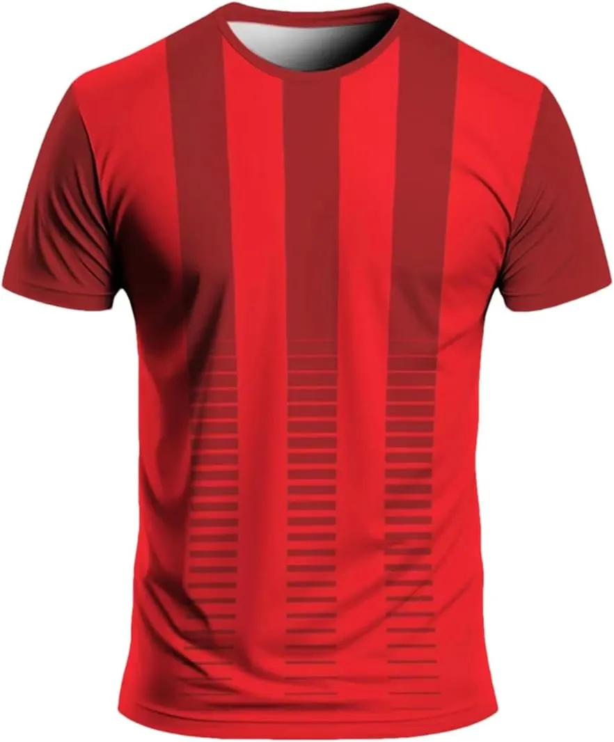 Men's Quick-Dry Gym T-Shirt, Crew Neck Tennis Badminton Summer Sportswear