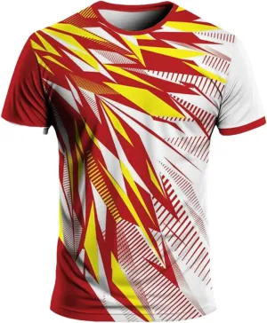 Men's Quick-Dry Gym T-Shirt, Crew Neck Tennis Badminton Summer Sportswear