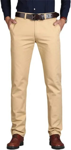 Men's Straight Loose Pants, Casual Trousers Large Size, Cotton Business Suit Pants Green Brown Grey