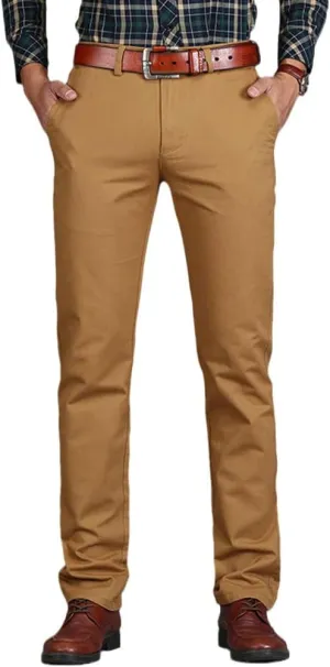 Men's Straight Loose Pants, Casual Trousers Large Size, Cotton Business Suit Pants Green Brown Grey