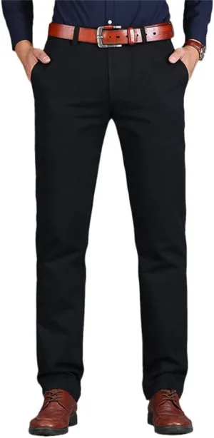 Men's Straight Loose Pants, Casual Trousers Large Size, Cotton Business Suit Pants Green Brown Grey