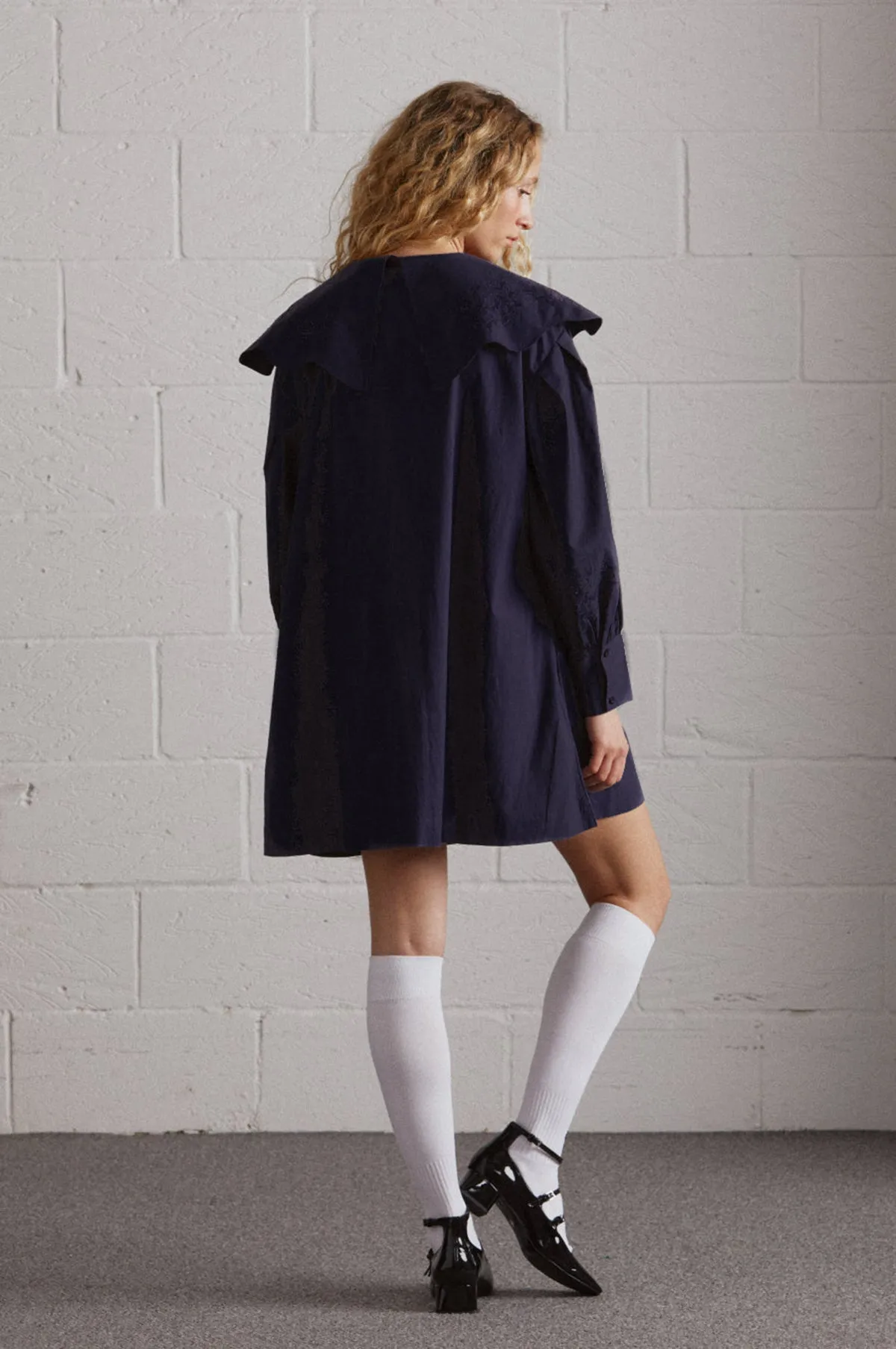 Mimi Mini Dress Navy Broderie