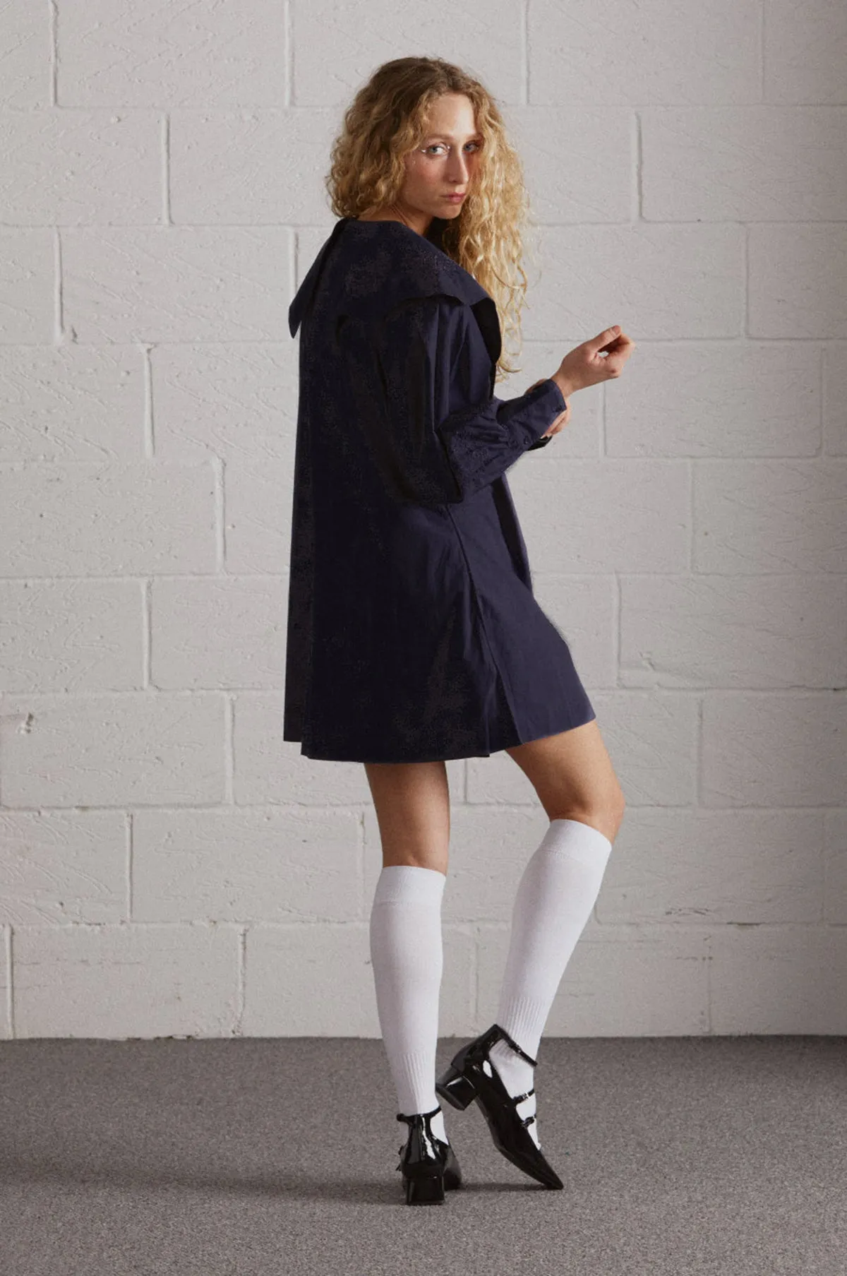 Mimi Mini Dress Navy Broderie