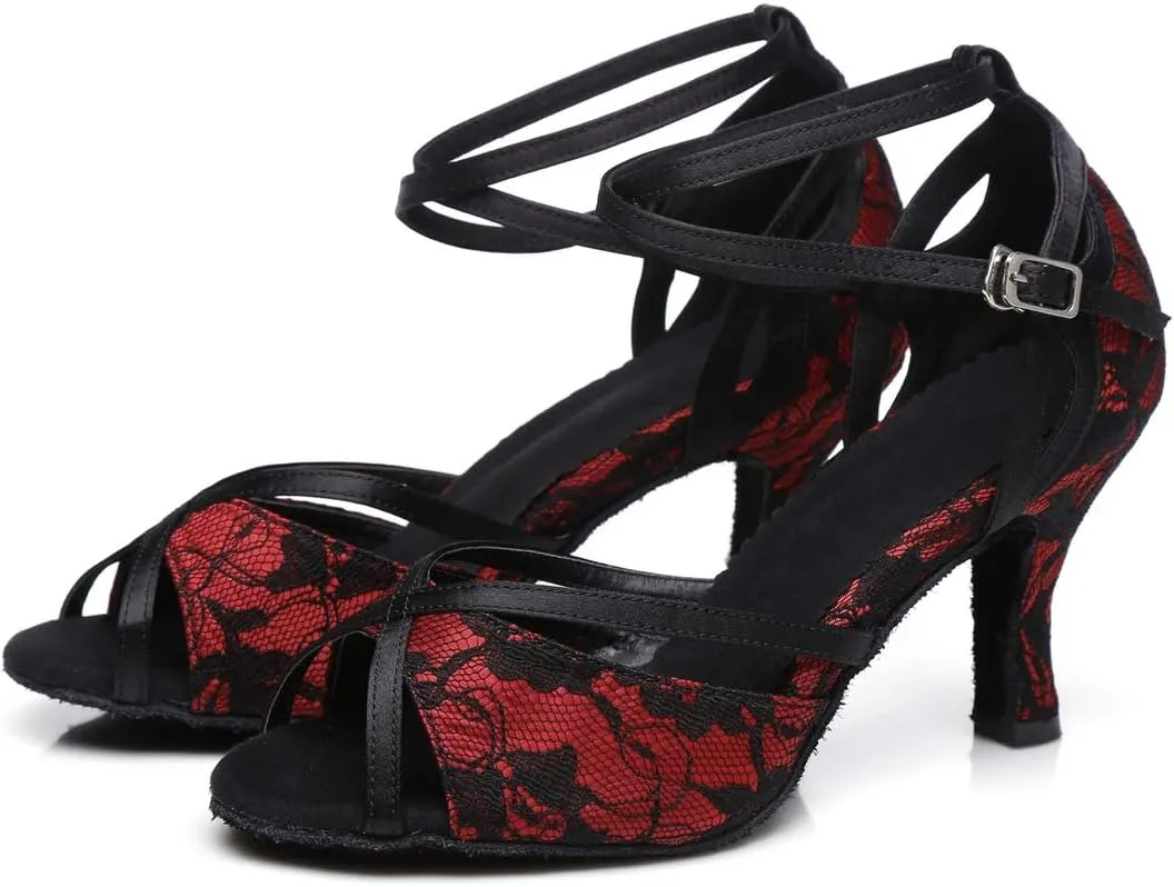 Minishion Women's Ankle Strap Peep Toe Latin Dancing Shoes Wedding Formal Dress Sandals