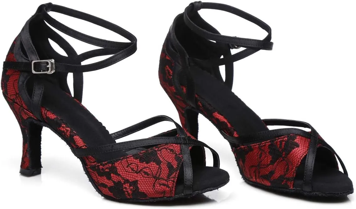 Minishion Women's Ankle Strap Peep Toe Latin Dancing Shoes Wedding Formal Dress Sandals