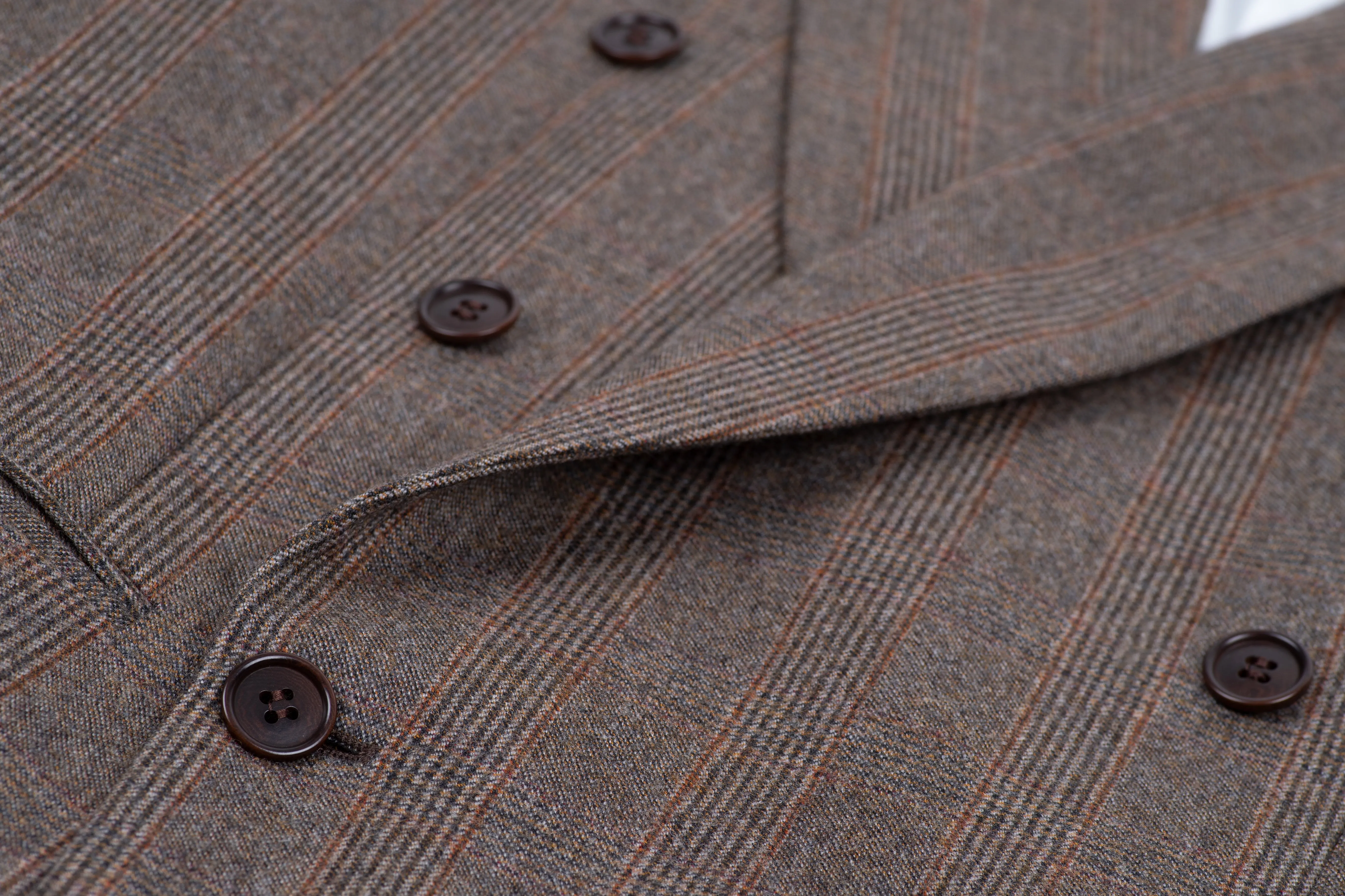 Missoni Uomo Double Breasted Brown Plaid Wool Flannel Blazer, US 40R, EU 50R