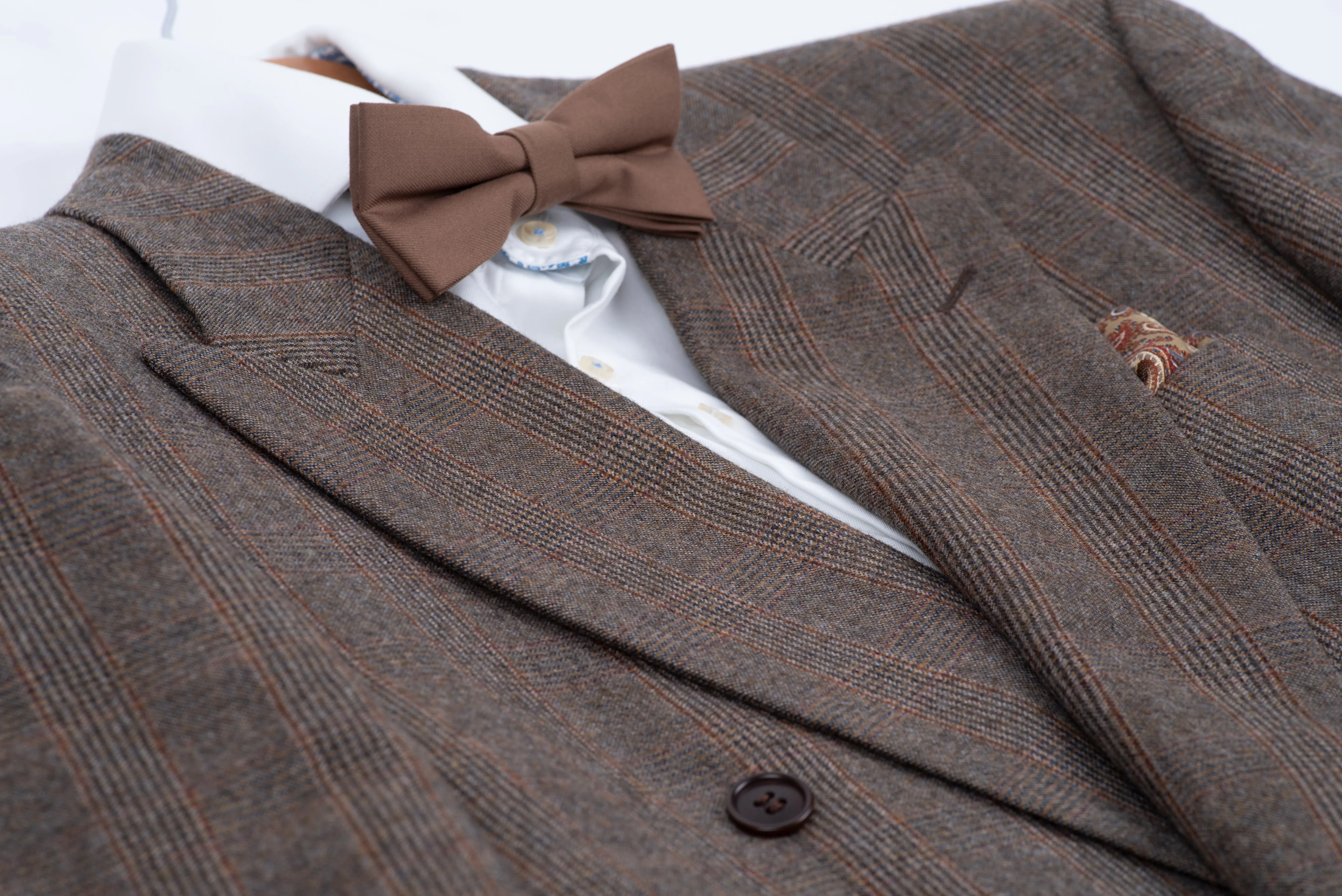 Missoni Uomo Double Breasted Brown Plaid Wool Flannel Blazer, US 40R, EU 50R