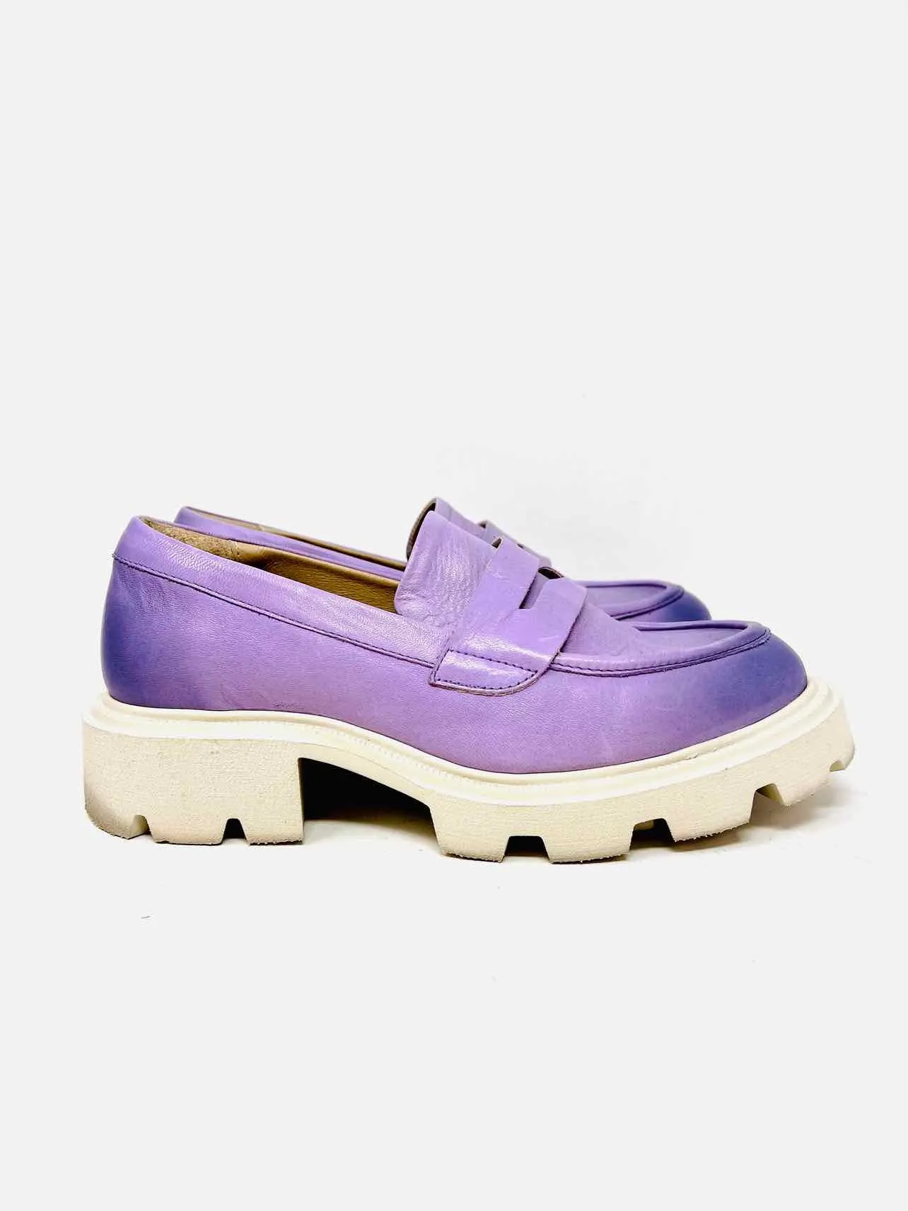 Miz Mooz Size 7.5 Lavender Platform Leather Shoes Loafers
