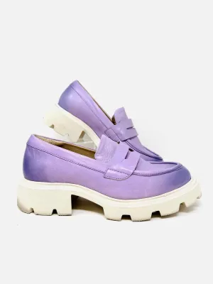 Miz Mooz Size 7.5 Lavender Platform Leather Shoes Loafers