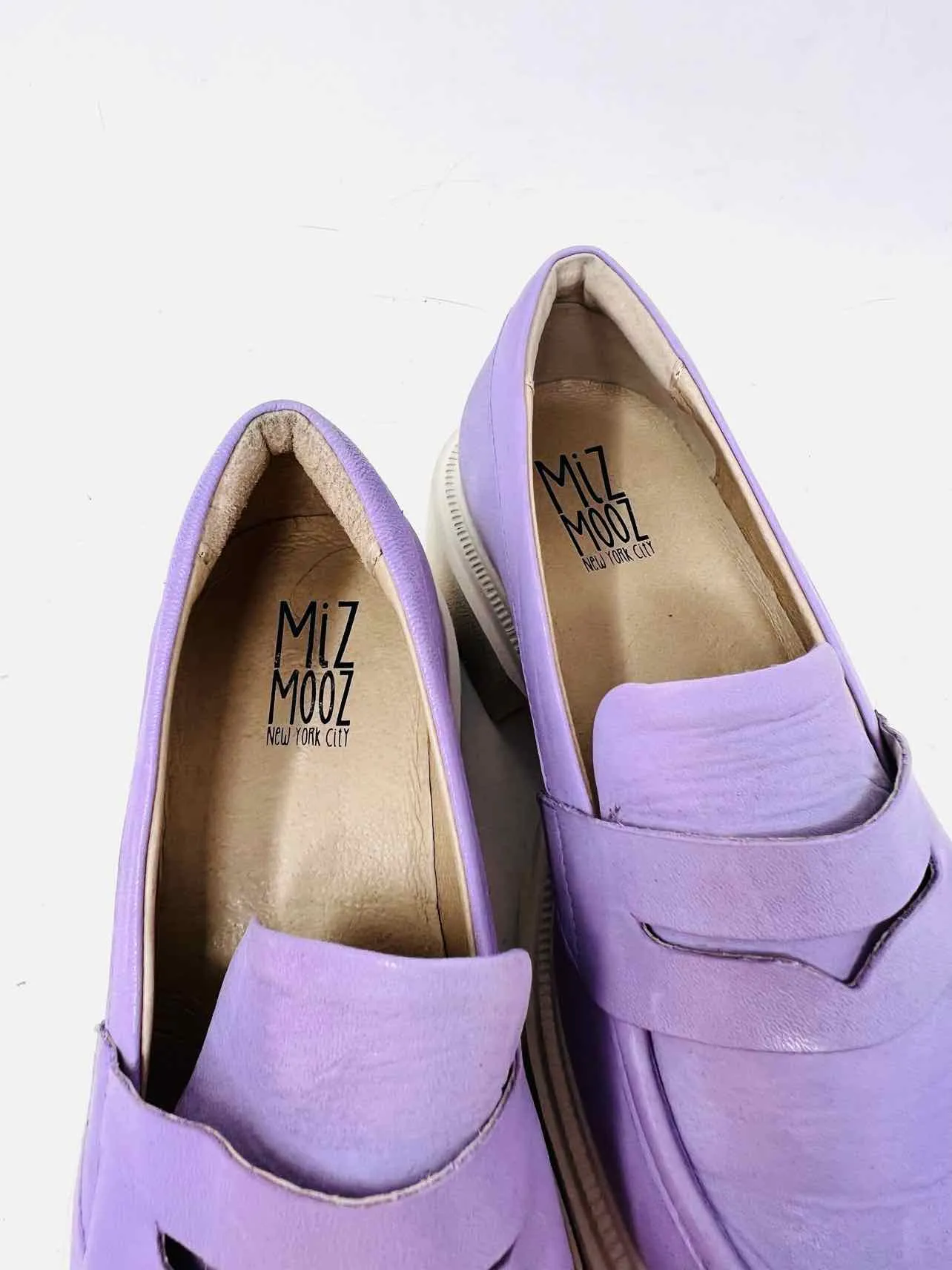 Miz Mooz Size 7.5 Lavender Platform Leather Shoes Loafers