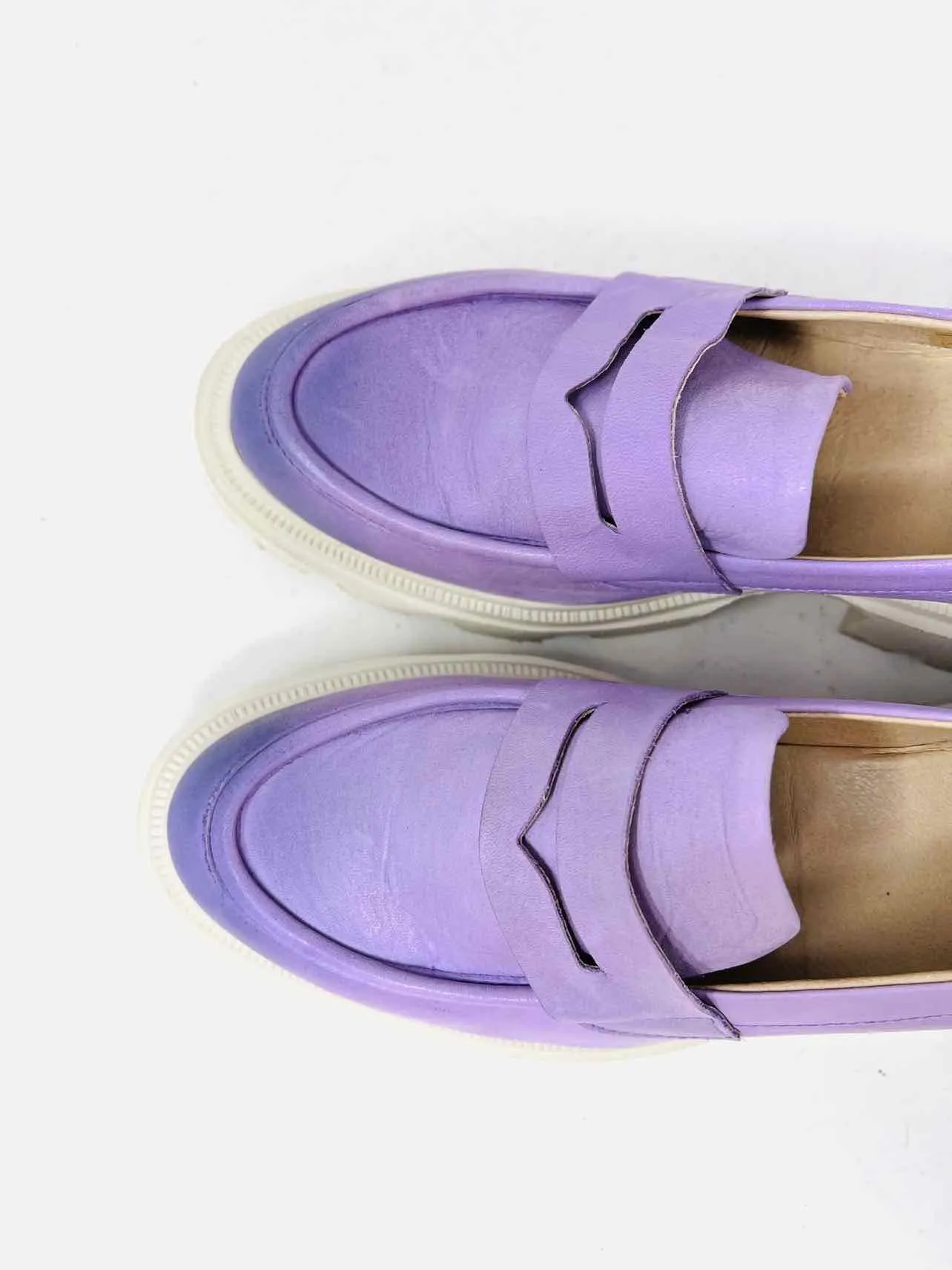 Miz Mooz Size 7.5 Lavender Platform Leather Shoes Loafers