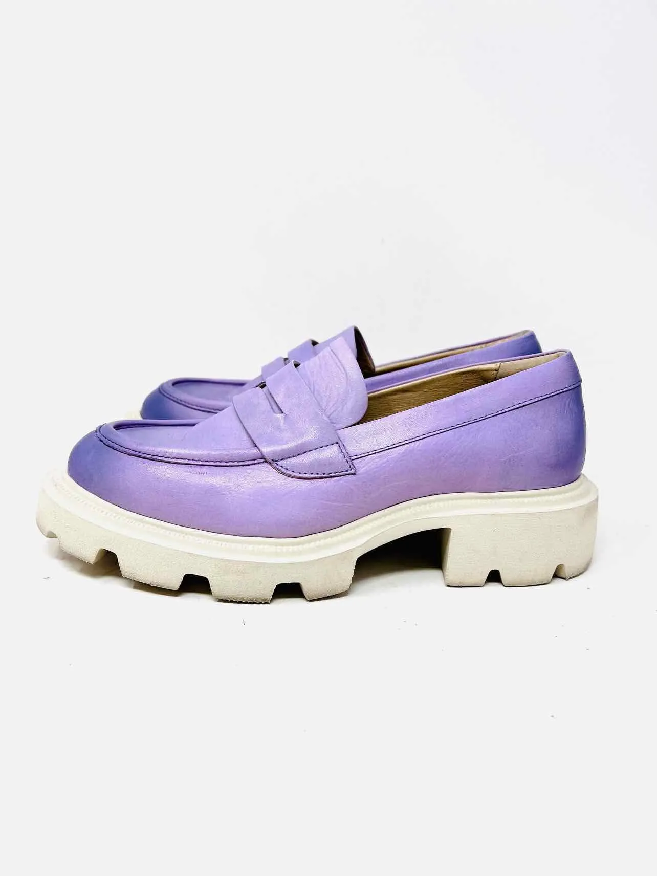 Miz Mooz Size 7.5 Lavender Platform Leather Shoes Loafers