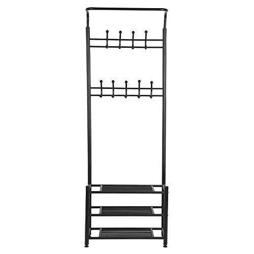 Moorecastle Multi-Purpose Entryway Shoes Storage Organizer Hall Tree Bench with Coat Rack Hooks Clothes Stand Perfect Home Furniture