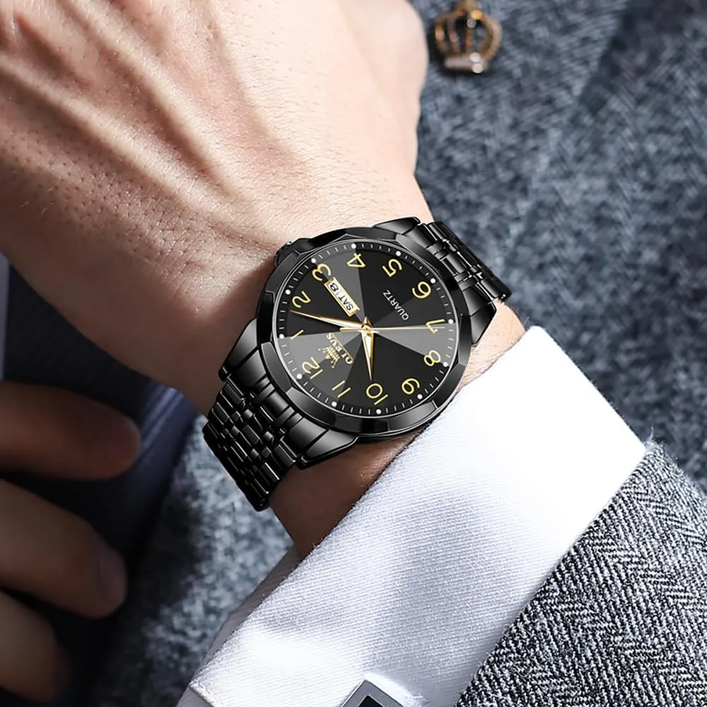 OLEVS Watch for Men Simple Business Dress Analog Stainless Steel Waterproof Luminous Date Easy Read Men Wrsit Watch