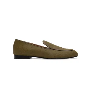 Olive Green Calf Hair Loafer