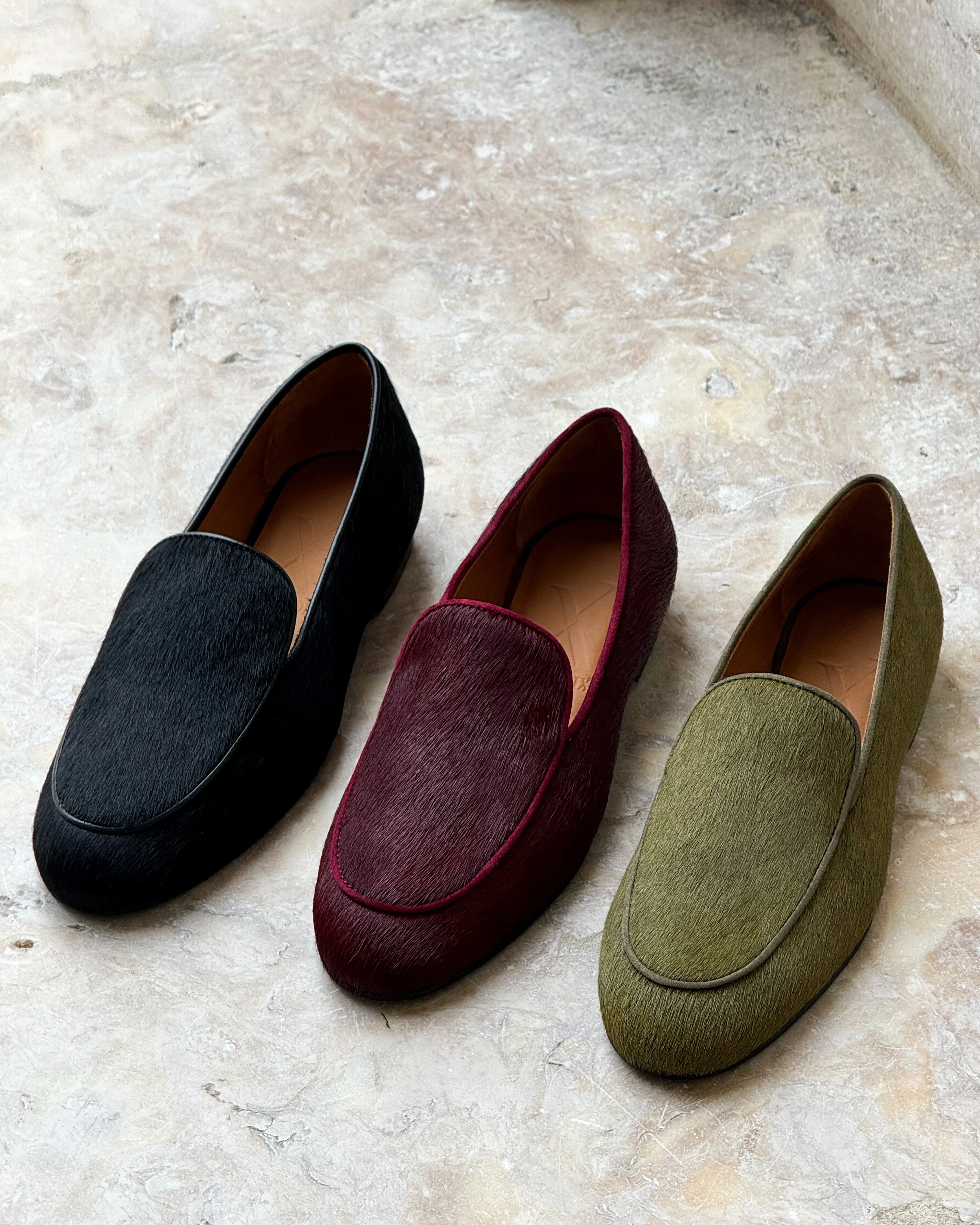 Olive Green Calf Hair Loafer