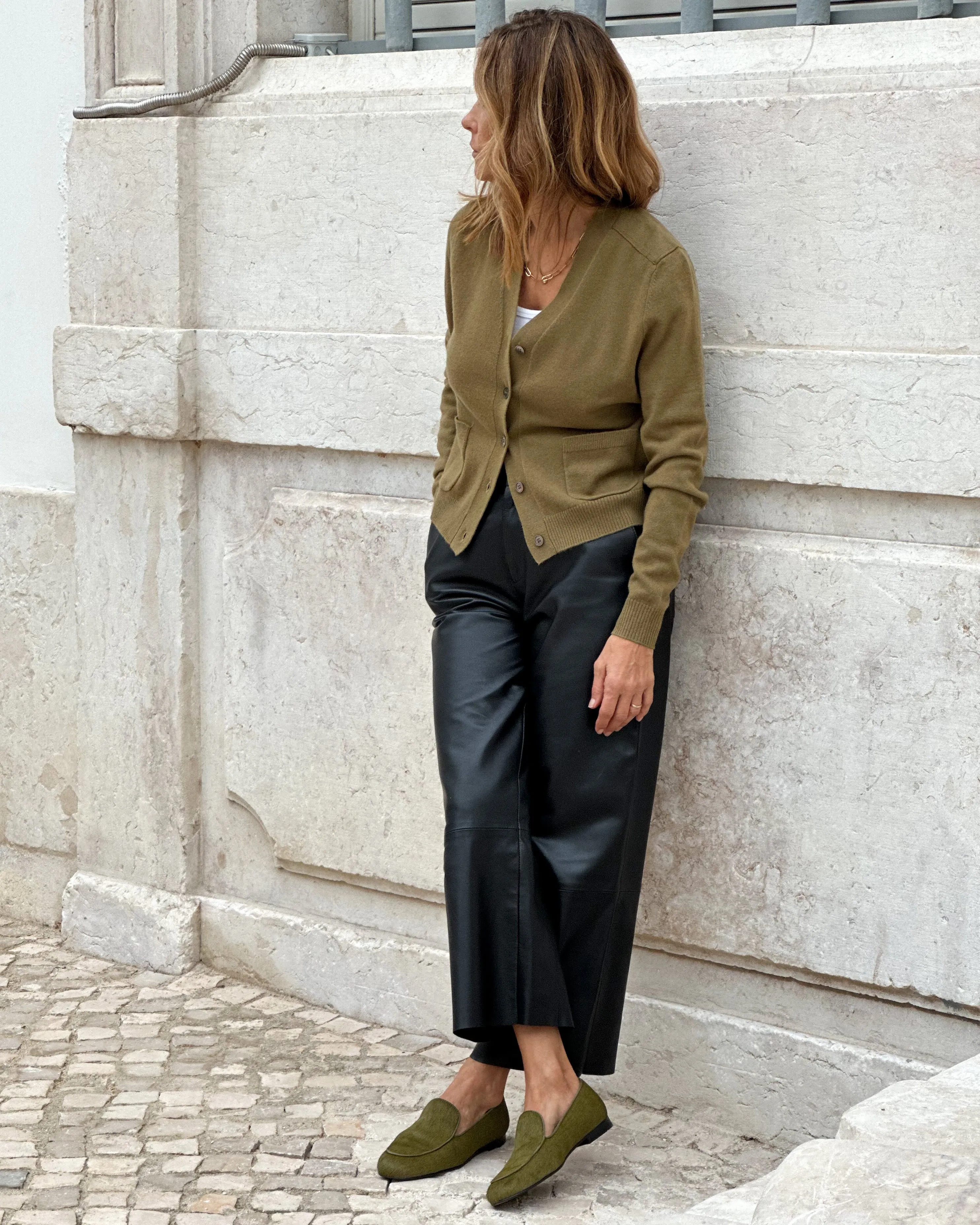 Olive Green Calf Hair Loafer