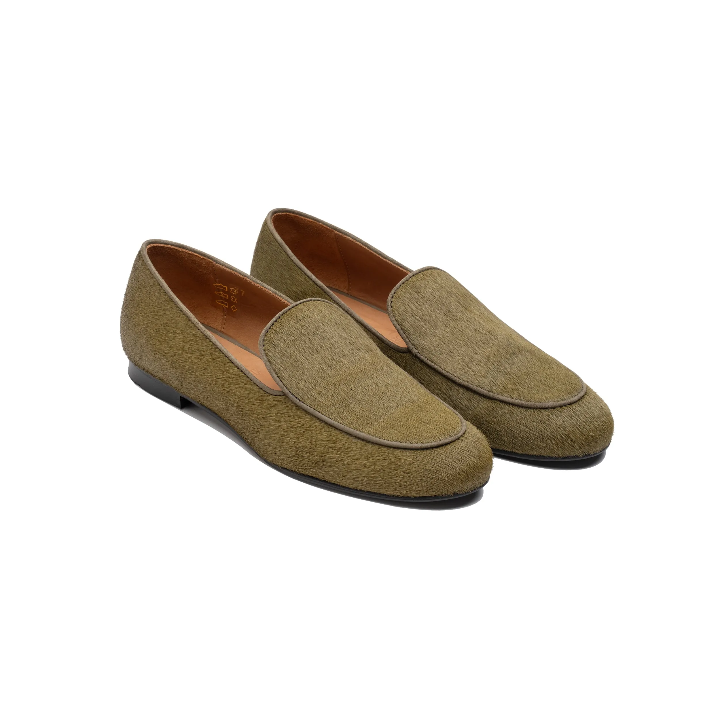 Olive Green Calf Hair Loafer