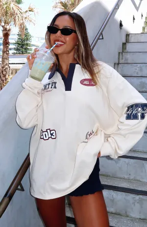 Only Time Will Tell Oversized Long Sleeve Tee Cream