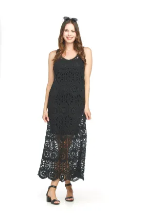 Papillon Open Crochet Maxi Dress - Black