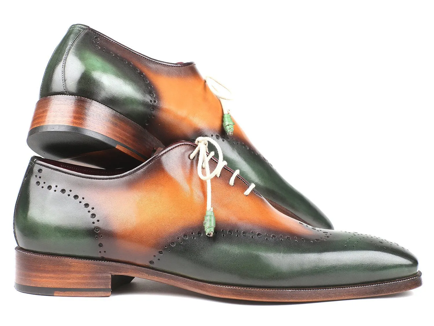 Paul Parkman Green & Camel Wingtip Oxfords Shoes (ID#097GV22)