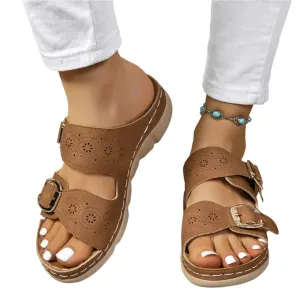 PU Leather Open Toe Buckle Sandals