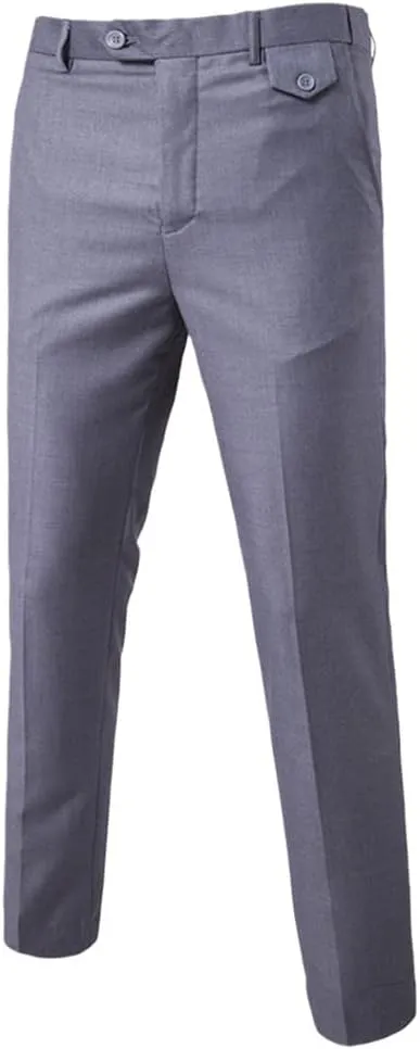 Purple Slim Fit Straight Dress Pants, Men Formal Office Flat-Front Trousers, Business Wedding Suit Pants