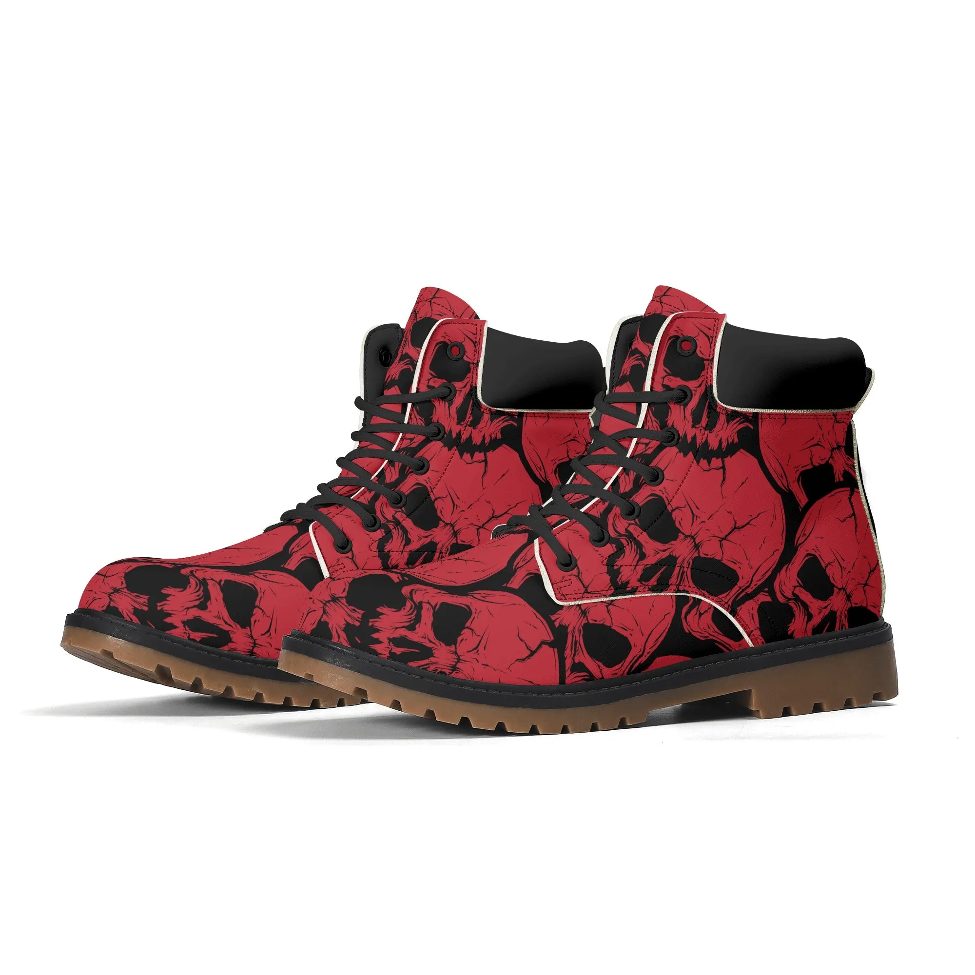 Red Skulls Leather Brown Outsole All Season Boots