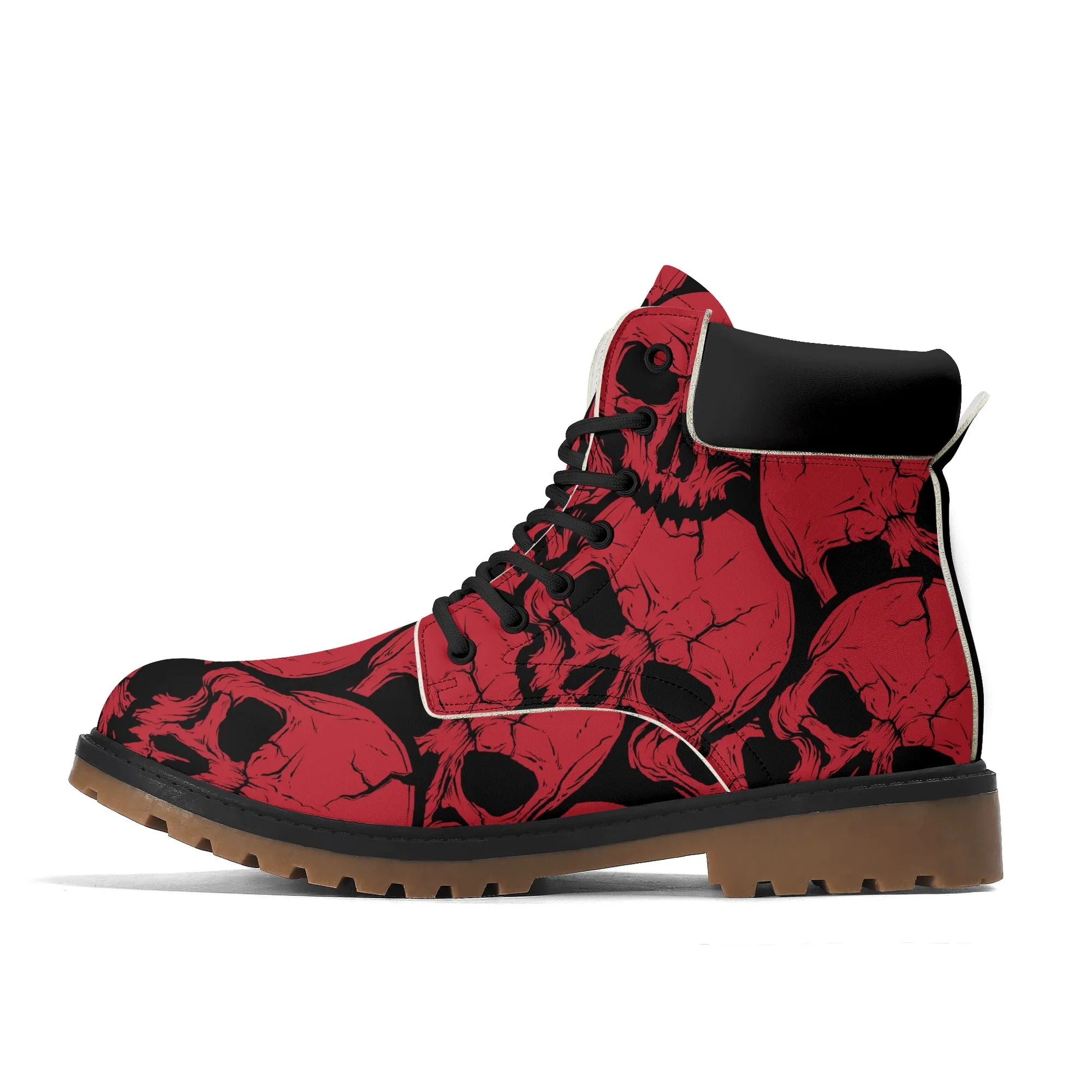 Red Skulls Leather Brown Outsole All Season Boots