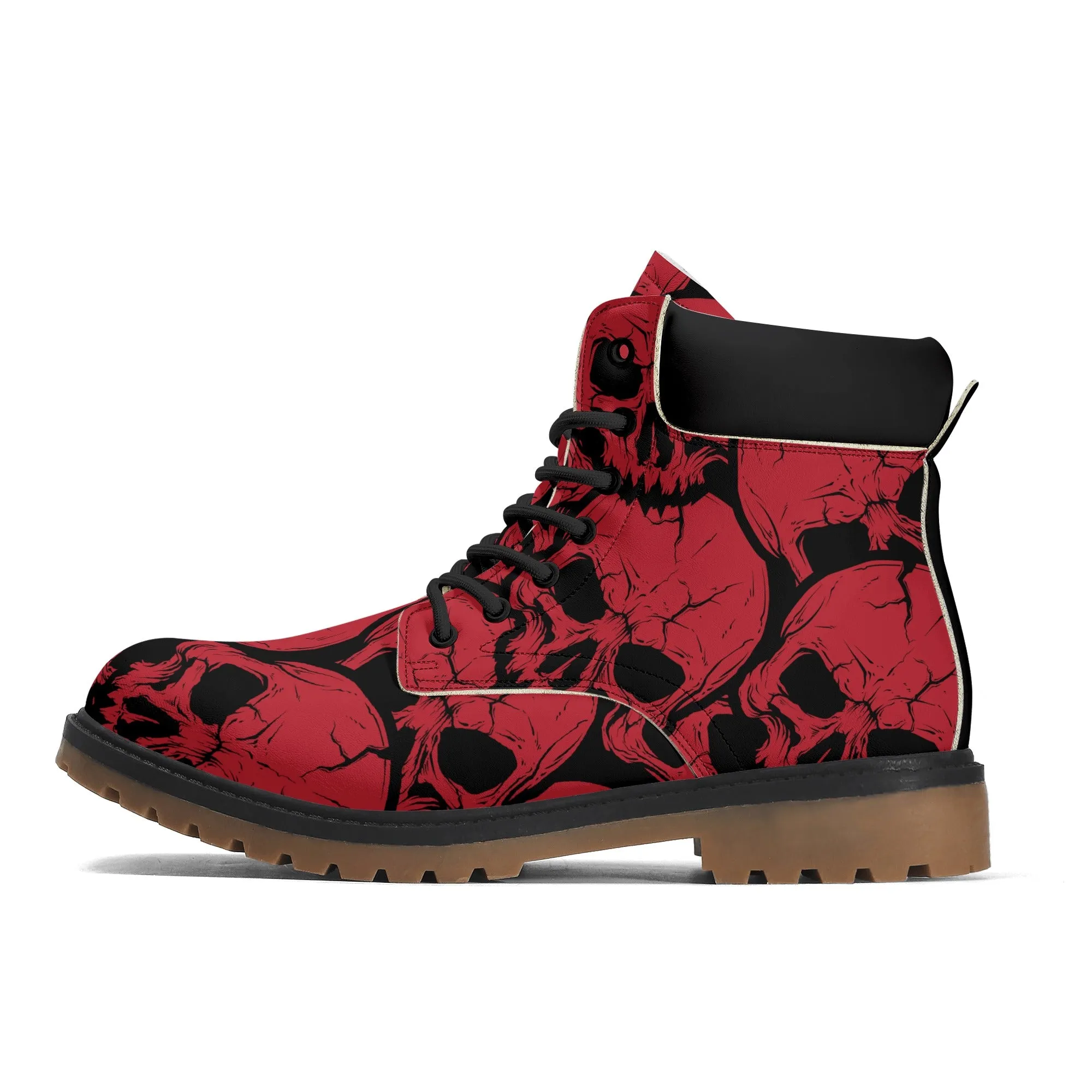 Red Skulls Leather Brown Outsole All Season Boots