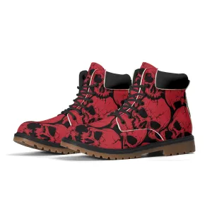 Red Skulls Leather Brown Outsole All Season Boots