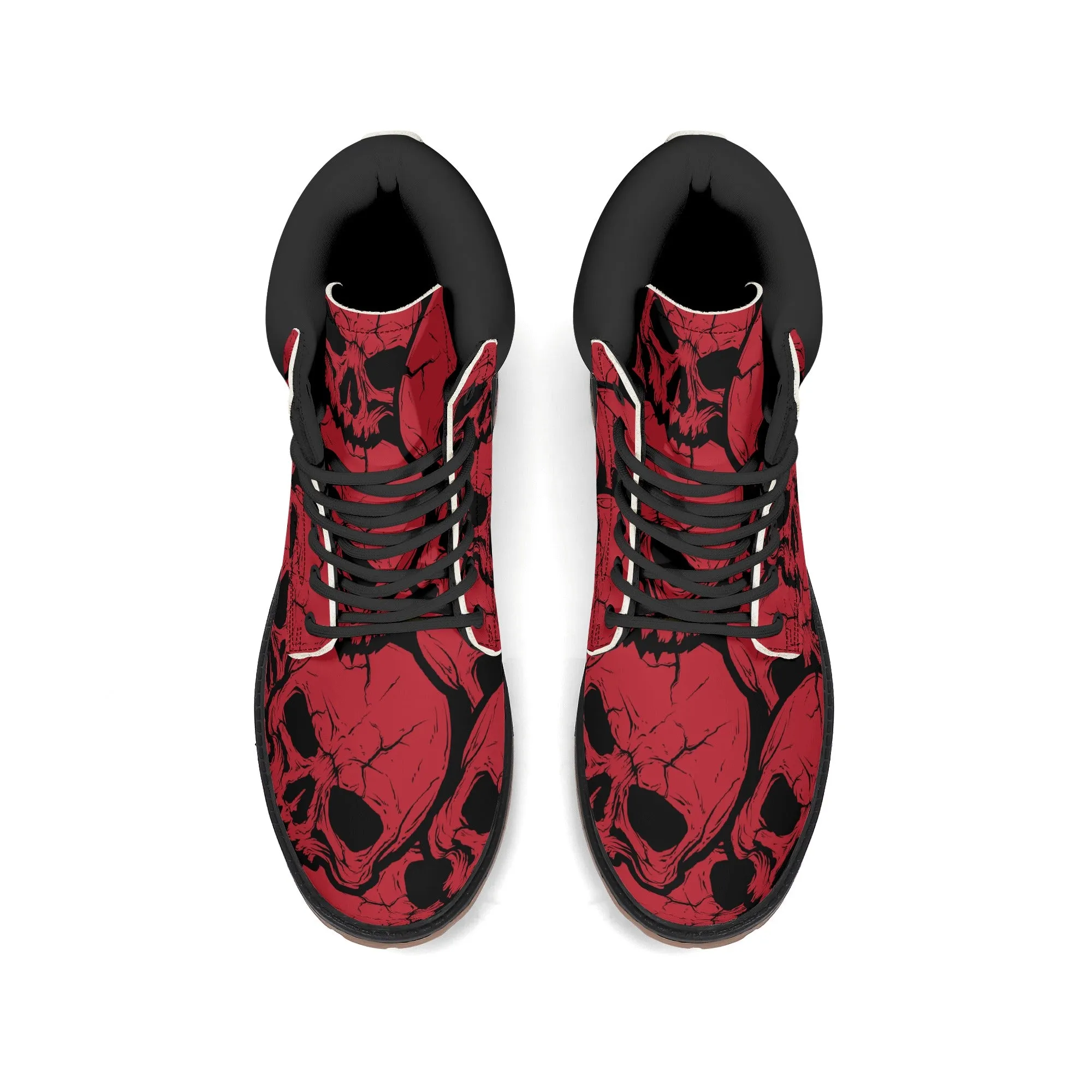 Red Skulls Leather Brown Outsole All Season Boots