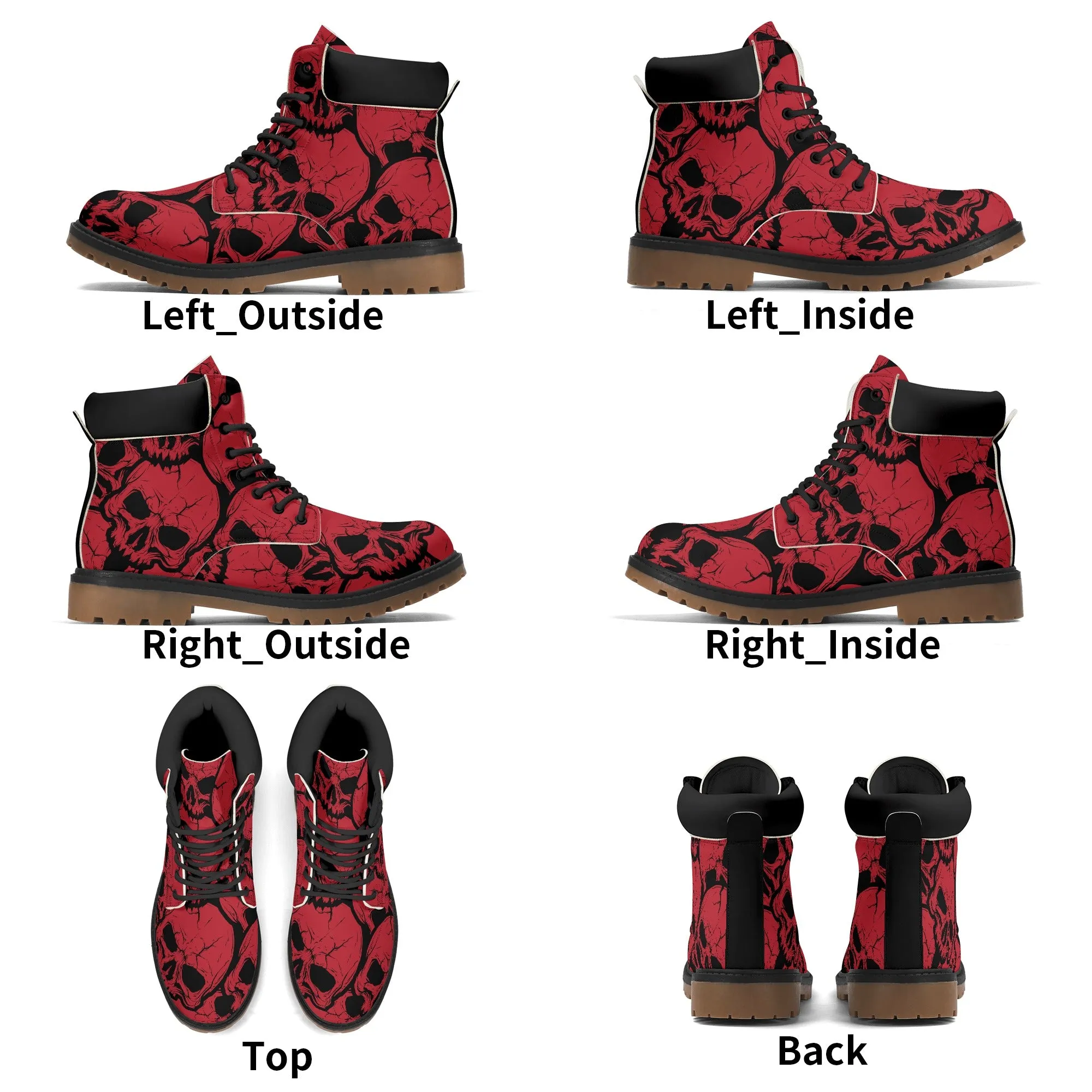 Red Skulls Leather Brown Outsole All Season Boots