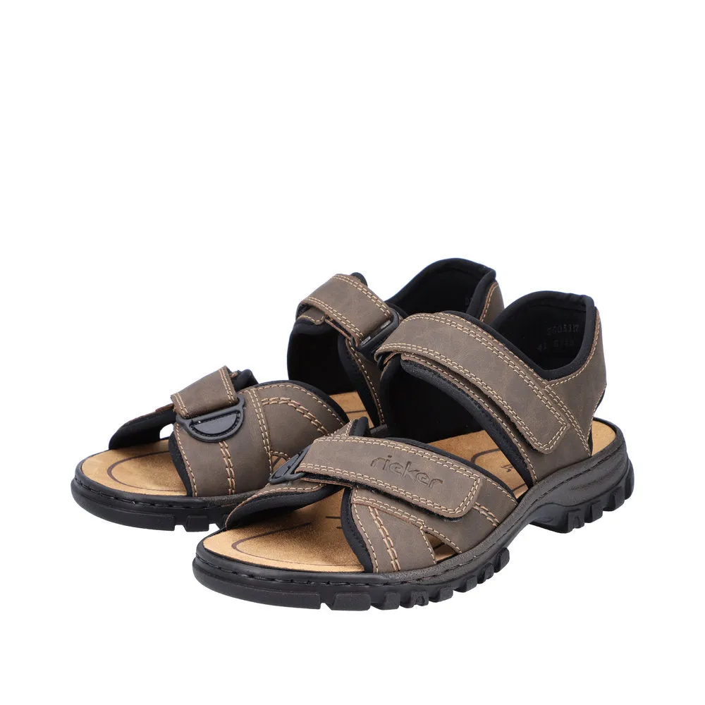 Rieker 25051-27 Men's Touch Fasten Sandal Brown