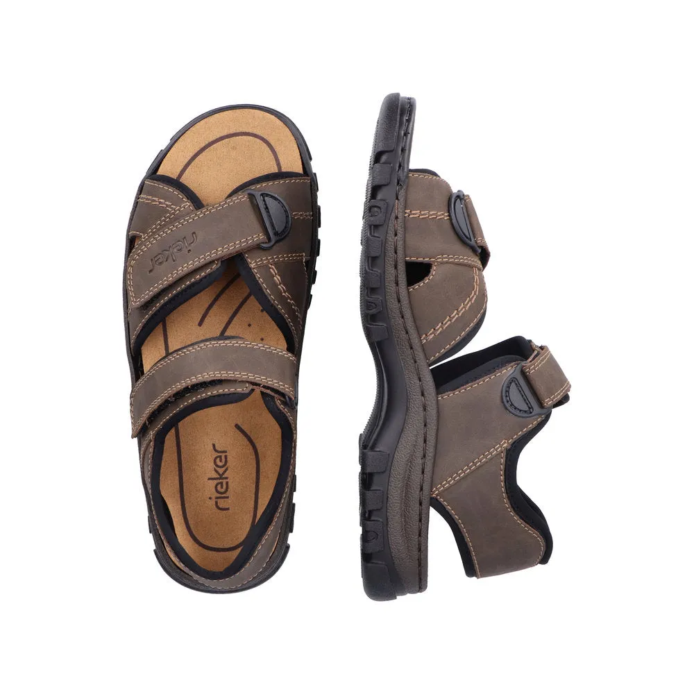 Rieker 25051-27 Men's Touch Fasten Sandal Brown
