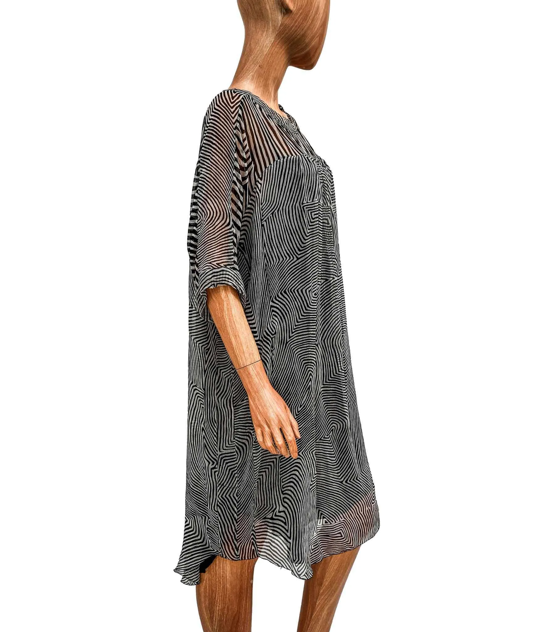 Sheer Printed Dress with Black Slip