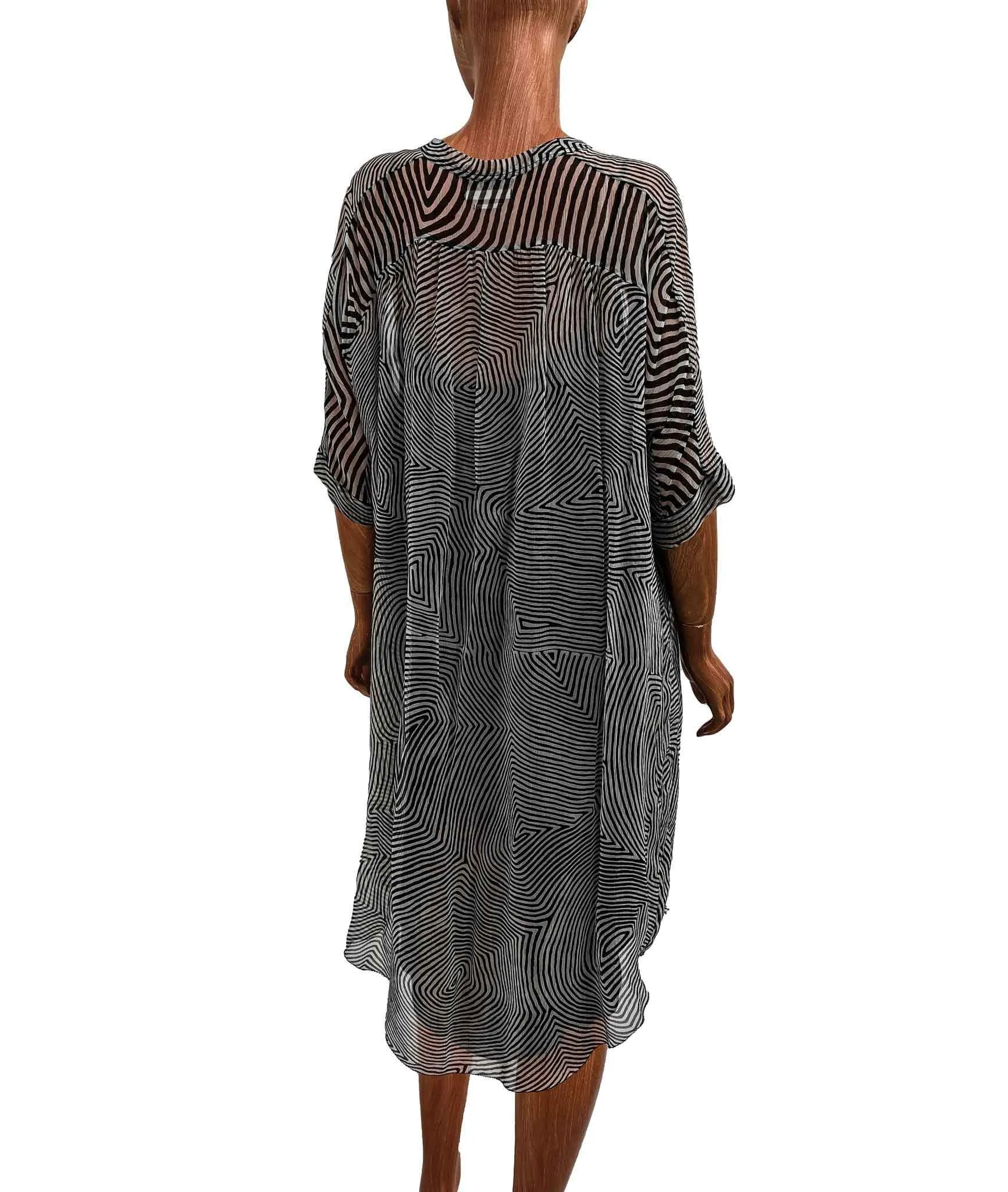 Sheer Printed Dress with Black Slip